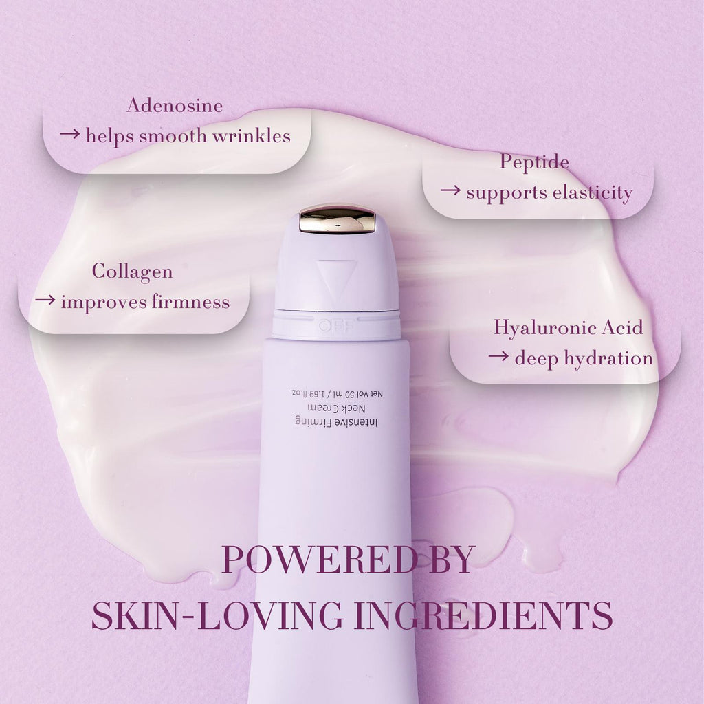 EIIO Intensive Firming Neck Cream 50ml - Anti-Wrinkle & Lifting Formula with Collagen & Peptide, Roller Massage for Smooth Skin