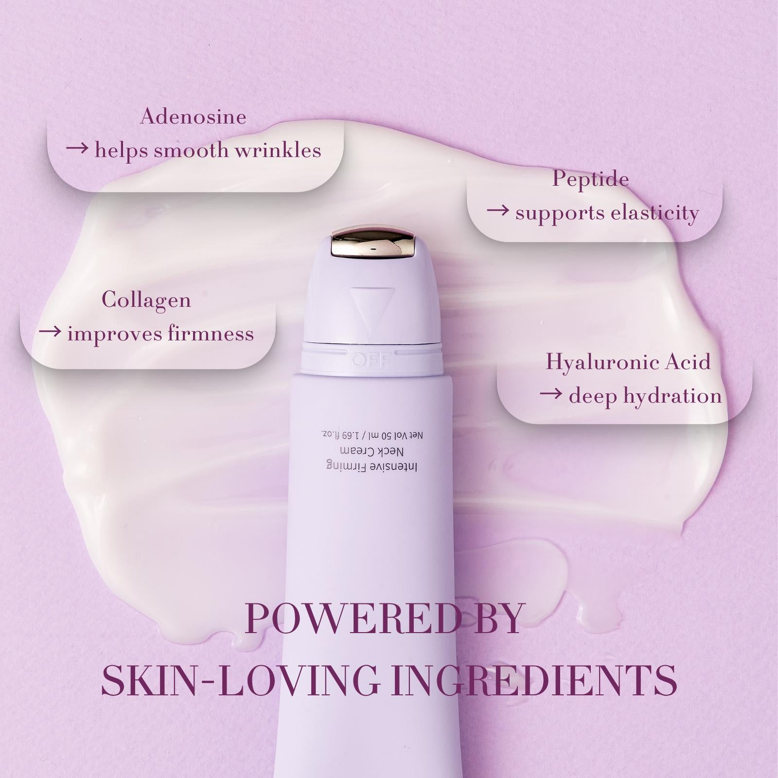 EIIO Intensive Firming Neck Cream 50ml - Anti-Wrinkle & Lifting Formula with Collagen & Peptide, Roller Massage for Smooth Skin