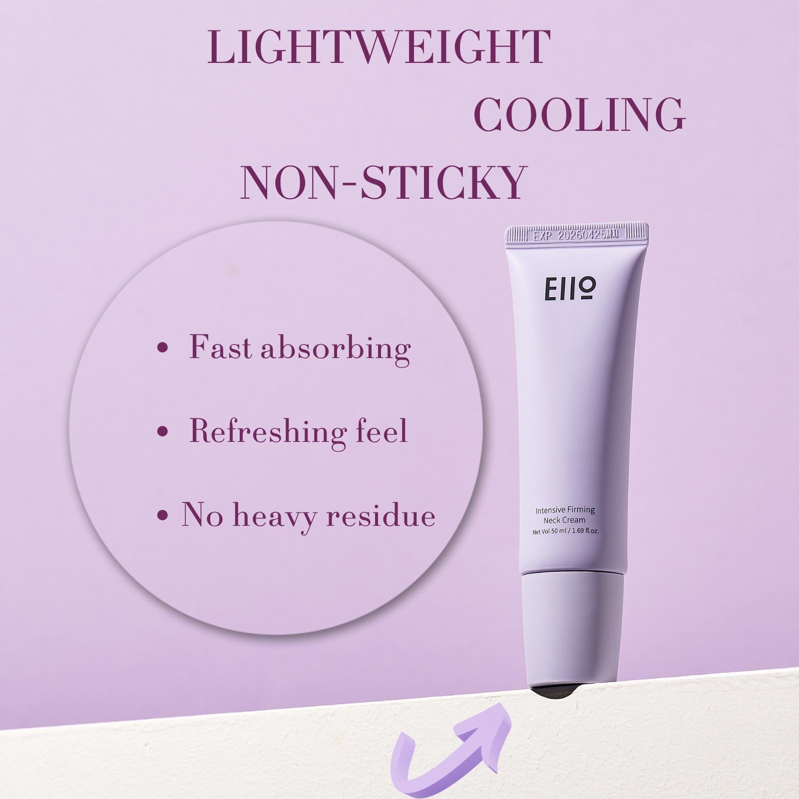EIIO Intensive Firming Neck Cream 50ml - Anti-Wrinkle & Lifting Formula with Collagen & Peptide, Roller Massage for Smooth Skin